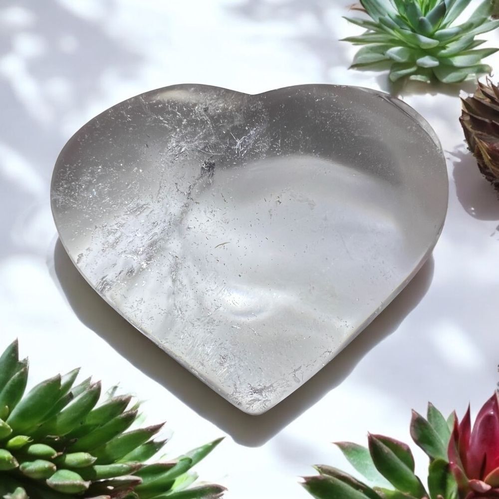 Clear Quartz Crystal Heart Carving
